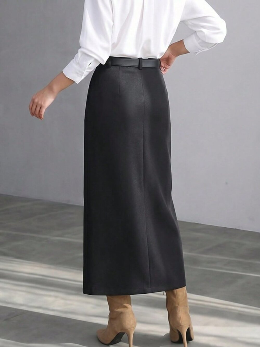 Black Casual Women's Mid-Length Skirt - Picture 2 of 5